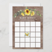 Invitation Jeu de Baby shower Russe Yellow Sunflower BINGO (Devant)