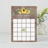 Invitation Jeu de Baby shower Russe Yellow Sunflower BINGO (Debout devant)