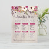 Invitation Jeu de Baby shower rustique Qu'y a-t-il dans votre (Debout devant)