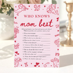 Invitation Jeu de Baby Shower 'Saint-Valentin Rose Qui Connaî