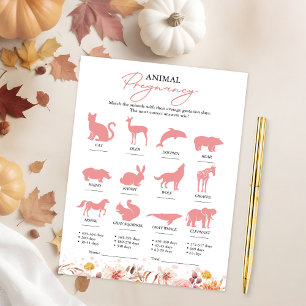 Invitation Jeu de Baby Shower sur les Grossesses Animales