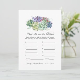 Invitation Jeu de Baby Shower sur les Succulentes