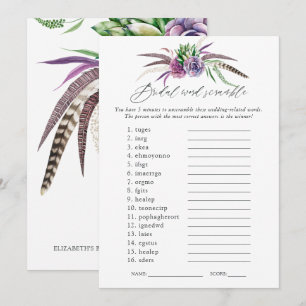 Invitation Jeu de Baby Shower sur les Succulents Mystiques