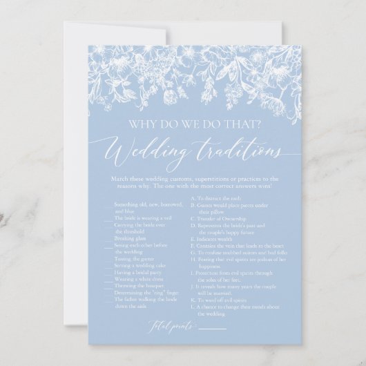 Invitation Jeu de Baby Shower sur les Traditions de Mariage B (Devant)