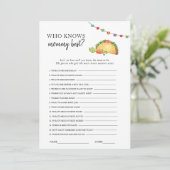 Invitation Jeu de baby shower Taco bout (Debout devant)