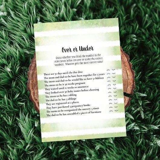 Invitation Jeu de baby shower Tan Bunny Green Over Under