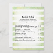 Invitation Jeu de baby shower Tan Bunny Green Over Under (Devant)