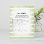 Invitation Jeu de baby shower Tan Bunny Green Over Under (Debout devant)