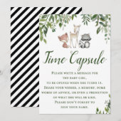 Invitation Jeu de Baby shower Woodland - Time Capsule (Devant / Derrière)