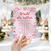 Invitation Jeu de Baby Shower « Would She Rather » Dessiné à