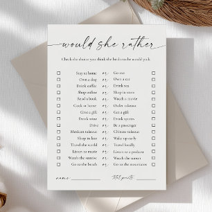 Invitation Jeu de Baby Shower 'Would She Rather' Élégant pour