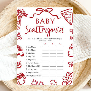 Invitation Jeu de Baby showers italiens dessinés à la main