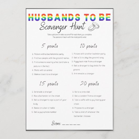 Invitation Jeu de Bachelor Gay, Chasse au trésor (Devant)