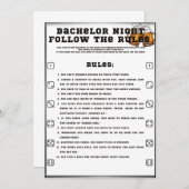 Invitation Jeu de Bachelor Party, Suivez les règles, (Devant / Derrière)