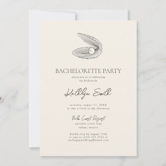 Invitation Jeu de Bachelorette Ocean de Shell Beach moderne (Devant)