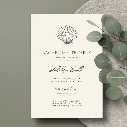 Invitation Jeu de Bachelorette Ocean de Shell Beach moderne