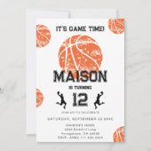 Invitation Jeu de basket Monogramme fête d'anniversaire (Devant)