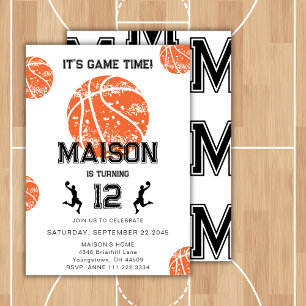 Invitation Jeu de basket Monogramme fête d'anniversaire