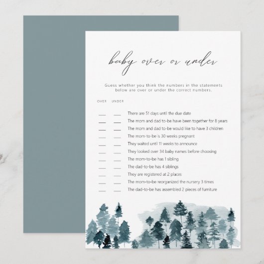 Invitation Jeu de bébé Planches de bois bleu ardoise ou plus (Devant / Derrière)