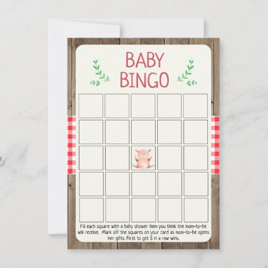 Invitation Jeu de Bing Baby shower rustique (Devant)