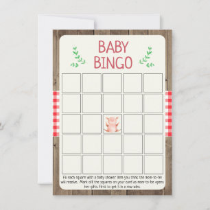 Invitation Jeu de Bing Baby shower rustique