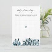 Invitation Jeu de bingo Baby Shower EGRET Rustique Hiver Piné (Debout devant)