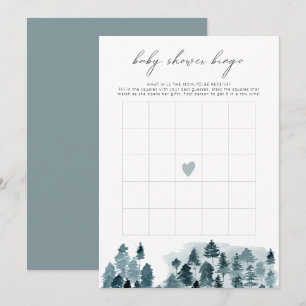 Invitation Jeu de bingo Baby Shower EGRET Rustique Hiver Piné