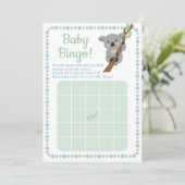 Invitation Jeu de bingo Baby Shower Koala Bear Blue Boy (Debout devant)