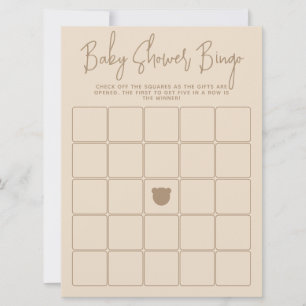 Invitation Jeu de Bingo Baby Shower ours moderne minimaliste