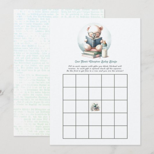 Invitation Jeu de Bingo Baby Shower pour Notre Prochain Chapi (Devant / Derrière)