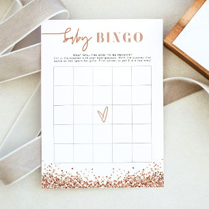 Invitation Jeu de bingo Baby Shower REGINA Rose Gold Sequins