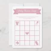 Invitation Jeu de Bingo Baby shower rose double face (Dos)