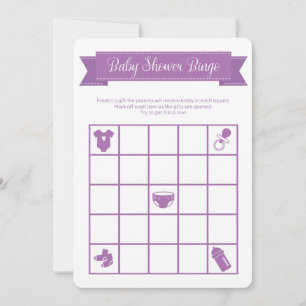 Invitation Jeu de Bingo Baby shower violet double face