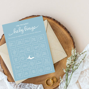 Invitation Jeu de bingo bébé invité bleu rustique