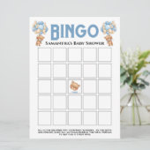 Invitation Jeu de bingo bulles bleu garçon ourson Baby Shower (Debout devant)