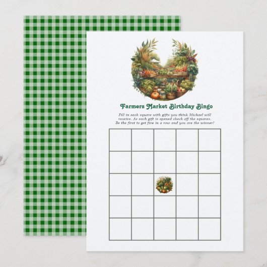 Invitation Jeu de Bingo d'anniversaire du Marché fermier rust (Devant / Derrière)