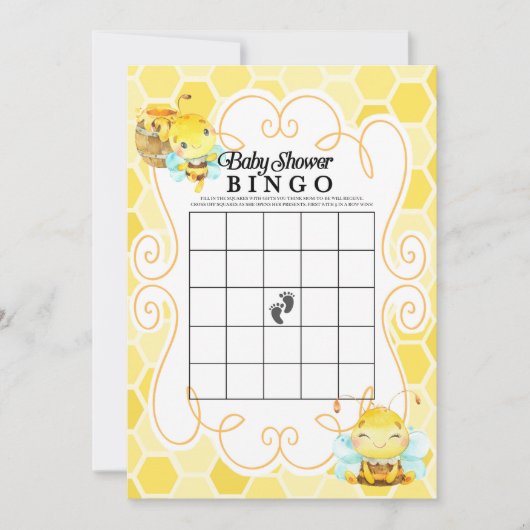 Invitation Jeu de Bingo de Baby shower d'abeilles (Devant)
