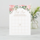 Invitation Jeu de Bingo de Baby shower Floral Rose (Debout devant)