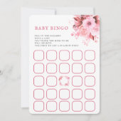 Invitation Jeu de Bingo de Baby shower Floral Rose (Devant)