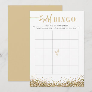 Invitation Jeu de bingo de douche de mariée REGINA or jaune