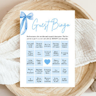 Invitation Jeu de Bingo de Fête de Fiançailles Blue Bow Trouv