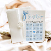 Invitation Jeu de Bingo de Fête de Fiançailles Blue Bow Trouv