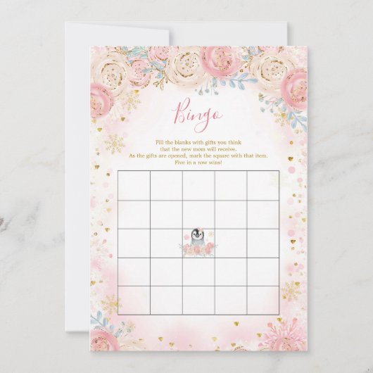 Invitation Jeu de Bingo de Flamme de neige d'hiver Pingouin (Devant)