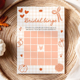 Invitation Jeu de bingo de mariage à carreaux orange dessinés