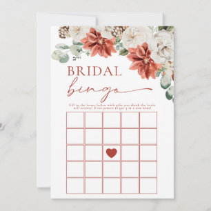 Invitation Jeu de bingo de mariage élégant rouge hivernal pou