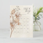 Invitation Jeu de bingo de mariage floral marron (Debout devant)