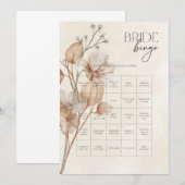 Invitation Jeu de bingo de mariage floral marron (Devant / Derrière)