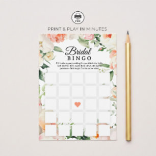 Invitation Jeu de Bingo imprimable pour la douche de mariée F