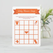 Invitation Jeu de Bingo Orange Baby shower double face (Debout devant)