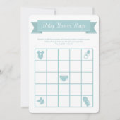 Invitation Jeu de Bingo pour Baby Shower Bleu Double Face (Devant)